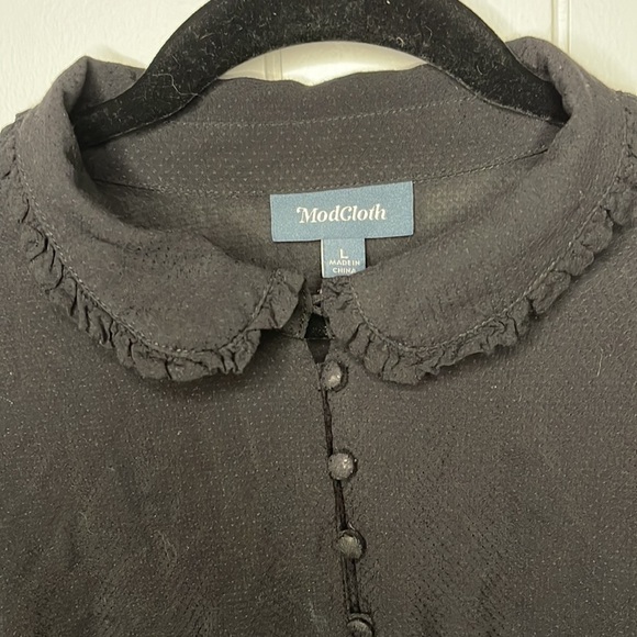 ModCloth Black Button Long Sleeve Blouse - Picture 2 of 6